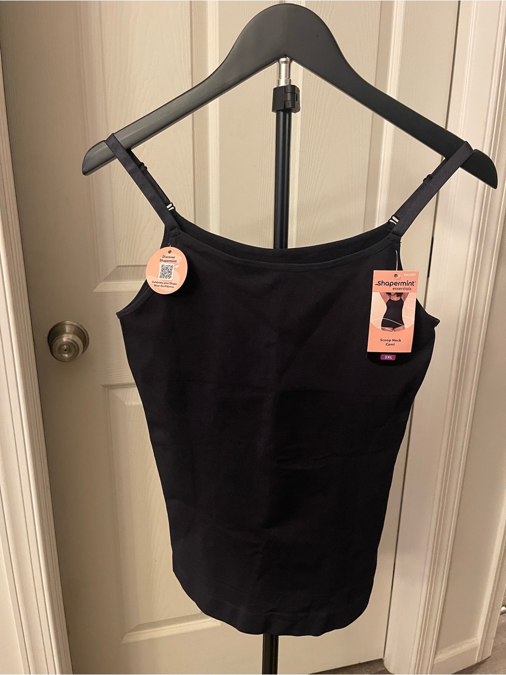(2) Shapermint Black Seamless Adjustable Strap Cami